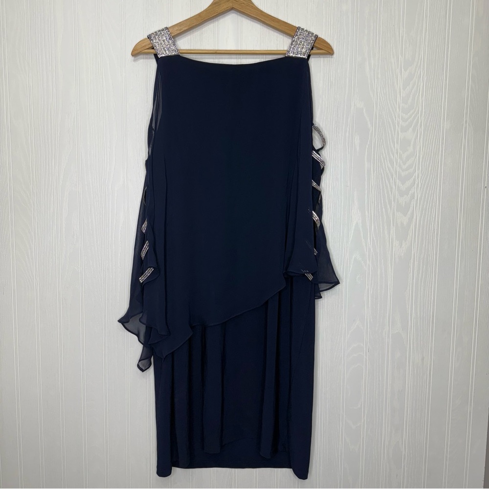 MSK Women’s Navy Blue formal dress with rhinestone detail size 2X - Picture 3 of 10